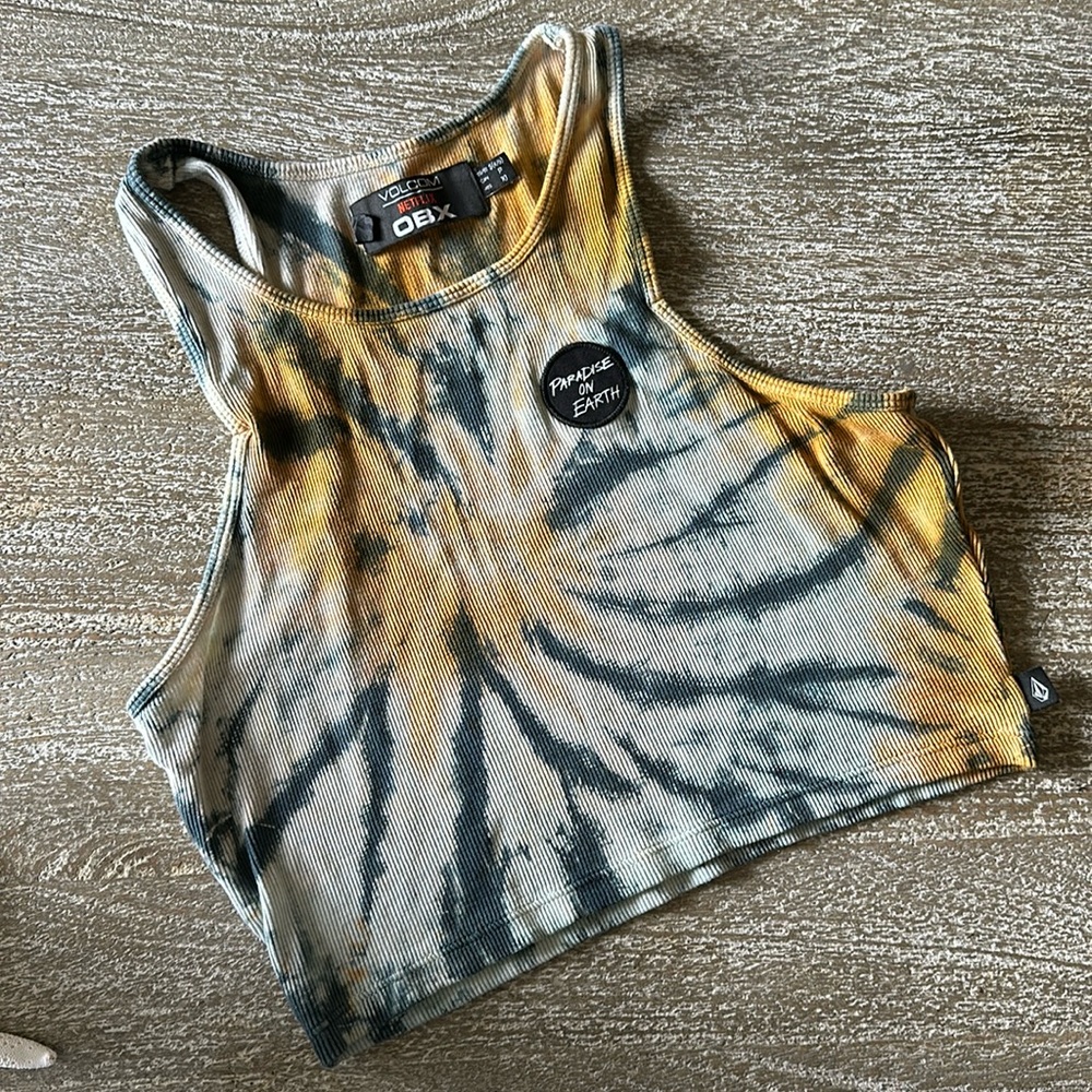 Volcom cropped tie dye tank size small